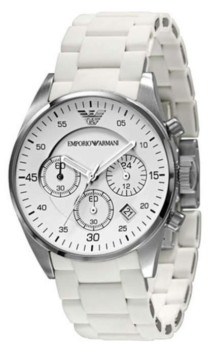 Emporio Armani AR5867 Round White Chronograph Ladies' Sports Watch