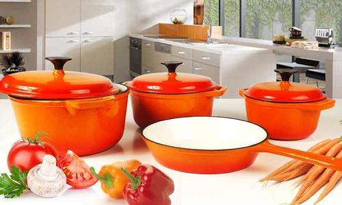 NEW UNIQUE AND DELUXE 7 PIECE CAST IRON POT SET