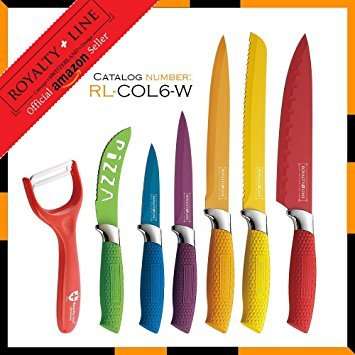 Royalty Line Steel Colourful Knife Set - 6 Piece Stainless  + FREE BONUS (PEELER)