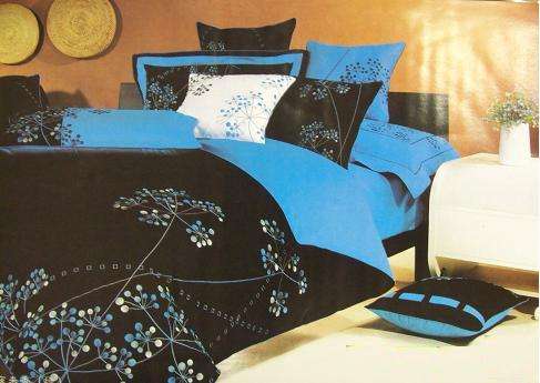 SUPERIOR QUALITY DUVET COVER SET 6 PCE BLACK AND BLUE