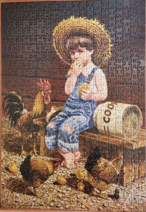Anatolian 500 Piece Puzzle: Barnyard Conspiracy Farm Boy Chickens