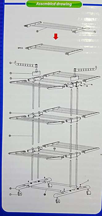 THREE TIER ADJUSTABLE CLOTHES RACK / HANGER / ORGANISER - ORANGE COLOR ONLY