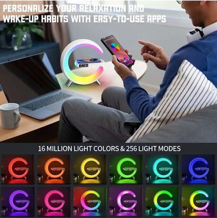 Wireless Fast Charger with Built-in Bluetooth Stereo Speakers +Alarm Clock