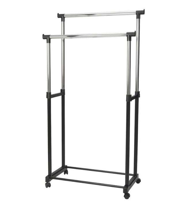 Adjustable Double-Pole Clothes Rack with 30kg Weight Capacity