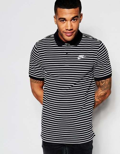 Original Mens Nike Striped Polo In Black 832873 010 Size Medium
