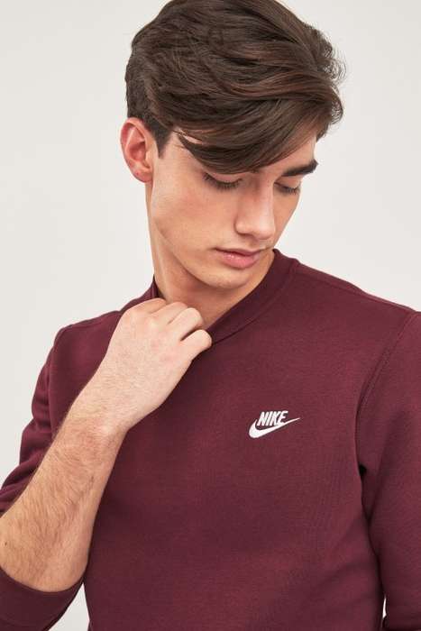 Original Mens NIKE NSW CREW CLUB FLEECE RED 804340 681 Size Medium
