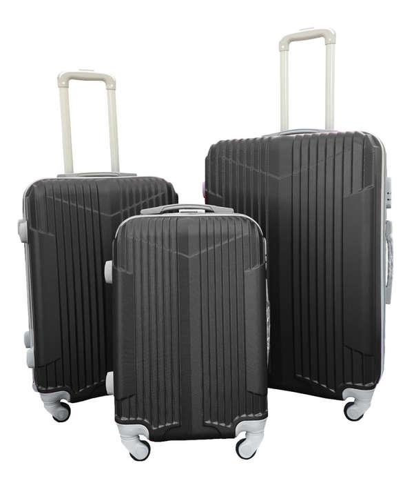 New Design 3pc Travel Luggage Set with 360° Rotating Wheels- Black Color