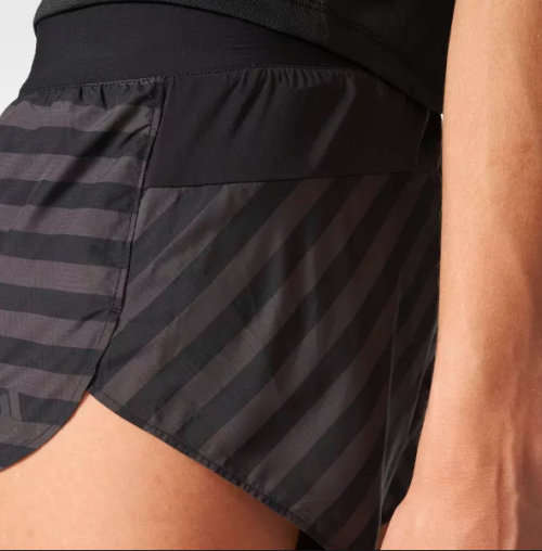 Original Women's adidas AdiZero Split Running Shorts Black/ Stripes S99706 Size Medium