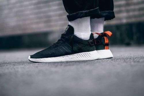 Original Mens adidas NMD_R2 Core Black/Future Harvest CG3384 Size UK 9 (SA 9)