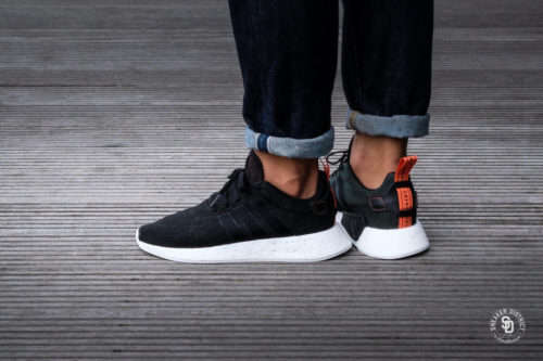 Original Mens adidas NMD_R2 Core Black/Future Harvest CG3384 Size UK 9 (SA 9)