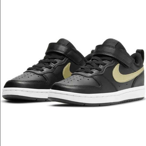 Nike Boy's Court Borough Low 2 PS 'Black Metallic Gold Star' BQ5451 011 Size UK 2 (SA 2)
