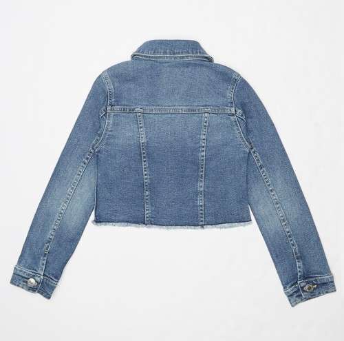 LEVI'S YOUNG GIRLS DENIM TRUCKER CROPPED JACKET BLUE 37426 0046 Size 5-6 Year's