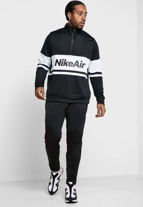 Nike Men's Air Half Zip Track Sweatshirt Black/ White CJ4836 010 Size Large