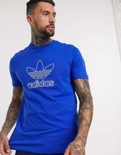 adidas Men's TREFOIL Outline TEE Royal Blue EX4484 Size XL
