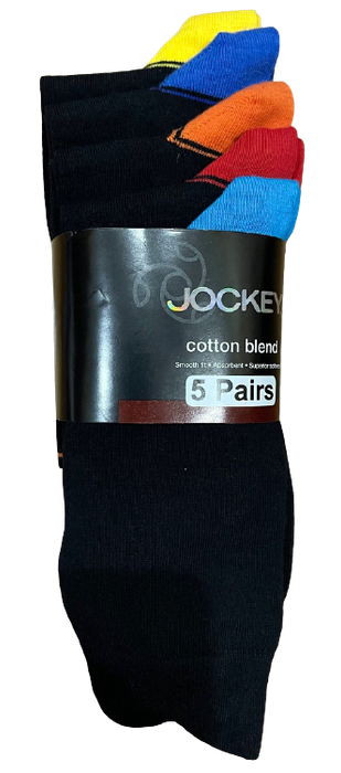 Jockey Formal Cotton Blend 5 Pairs Socks Black Fits Size UK 7-10