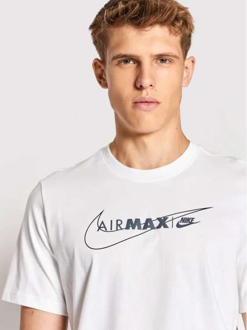 NIKE Men`s Air Max Tee Short Sleeve Shirt White DJ5070 100 Size Medium