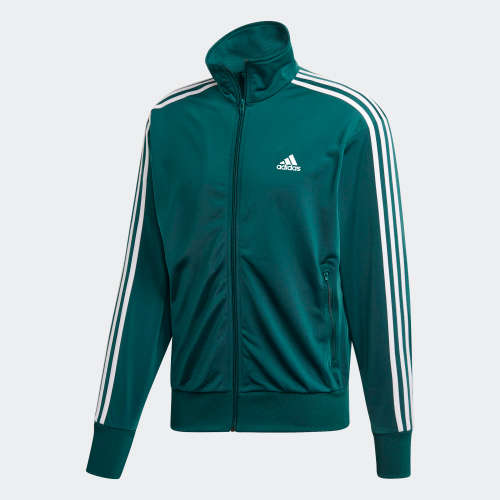 adidas Men`s Essential 3 Stripes Tricot Jacket Legacy Teal GA2447 Size Large