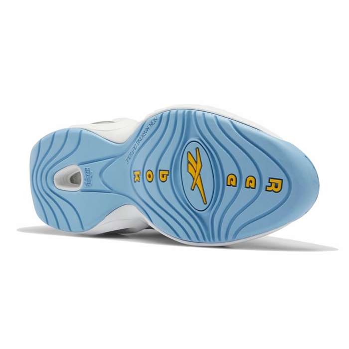 Reebok Men`s QUESTION MID DENVER NUGGETS WHITE/ FLUID BLUE-TOXIC YELLOW GW8854 Size UK 11 (SA 11)
