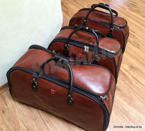 Set of 3 High Quality Duffle Luggage Bags with Roller Wheels - Choose from Burgundy or Brown
