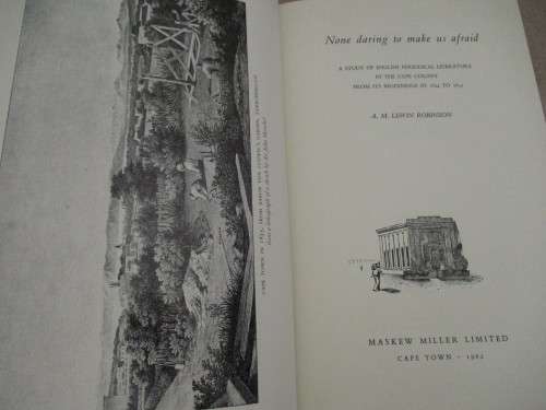 None daring to make us afraid. English literature of the Cape from 1824 to 1834