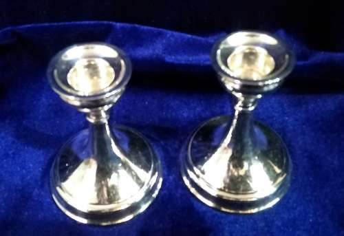PAIR STERLING SILVER CANDLESTICKS B'HAM 1954