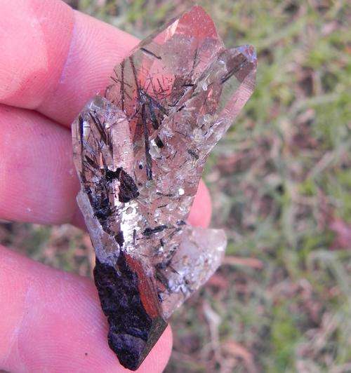 Erongo region black tourmaline included quartz crystal cluster-namibia-24g