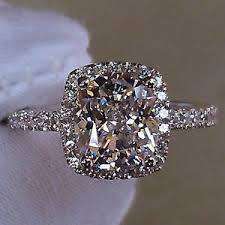 ***2 CARAT CUSHION CUSHION CUT CR DIAMOND RING WITH ACCENTS ENGAGEMENT RING ~ SIZE 8***
