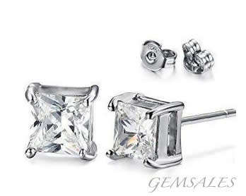 PRINCESS CUT CZ  EARRINGS *S925*