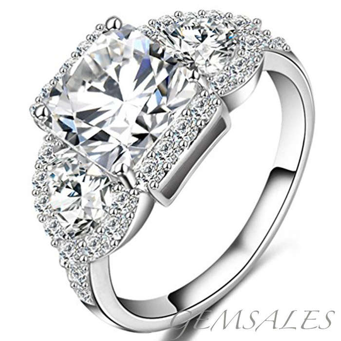 4ct Sim Diamond CZ Ring With Accents ELEGANTLY STYLED *S925* -  SIZE  7  -  O  -  54.5mm