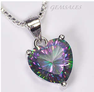 4.35ct BRILLIANT CUT MYSTIC TOPAZ PENDANT NECKLACE  ***925*** CHAIN 43cm