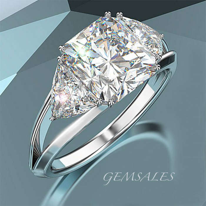 2.9ct PRINCESS IN TRILLION SETTING CZ  *S925*    SIZES     6  -  7  -  8   AVAILABLE