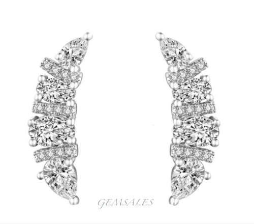 LUXURY CUFF BRILLIANT CUT OVAL & PEAR CZ  STUD EARRINGS