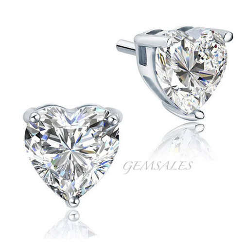 4.0ct Brilliant Cut CZ Heart Stud Earrings   *Elegant Style*
