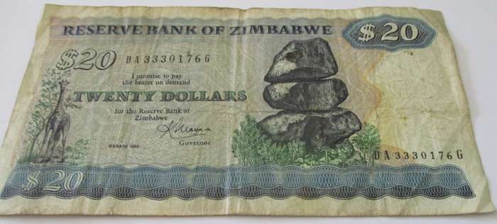 $ 20 RESERVE BANK OF ZIMBABWE TWENTY DOLLARS