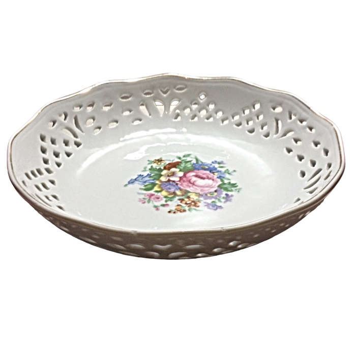 Regent China - Reticulated Serving Bowl With A Hand Painted Floral Design