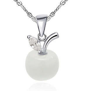 Fashion Jewelry Beautiful  Pink Opal Apple Style Necklace