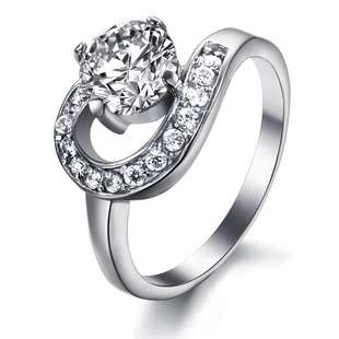 Fashion Jewelry Beautiful Stainless Steel Simulated Diamond RING!! Size 8#