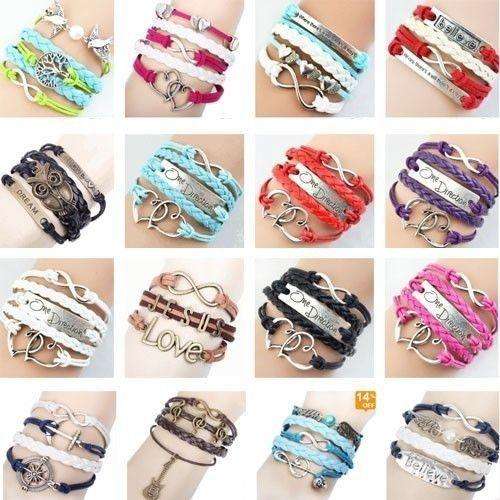 Hot Seller !!! -- Fashion Infinity Leather Bracelet More Then 150+ Types In Stock