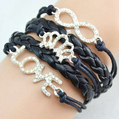 Fashion Infinity Rhinestone Crown Love Bracelet