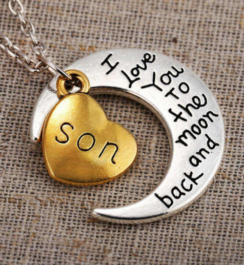 Family Love Jewelry Son Moon&Heart Charms Necklace HMN007