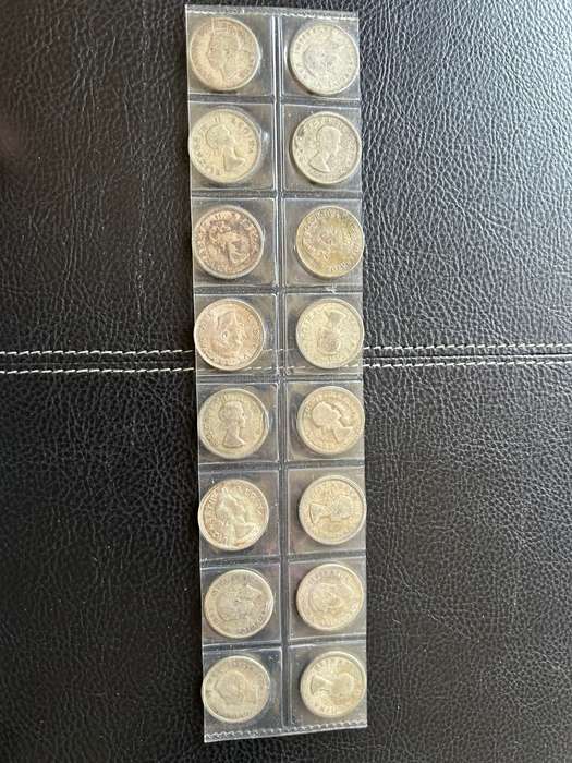 South african 6d silver coins × 16 different years