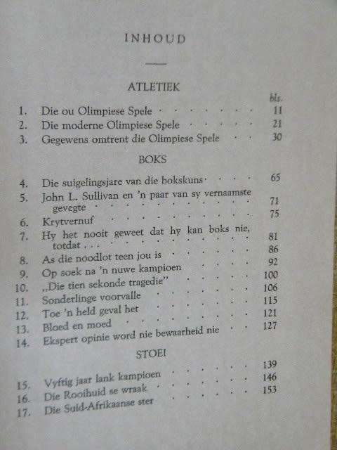 SPORTHELDE deur Boy Coetzee  Verhale oor die grootste sporthelde uit bv. Boks, Atletiek,Stoei, Rugby