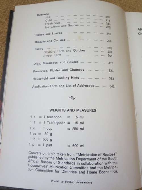 THE HOUSEWIVES LEAGUE / DIE HUISVROUE LIGA COOKERY BOOK