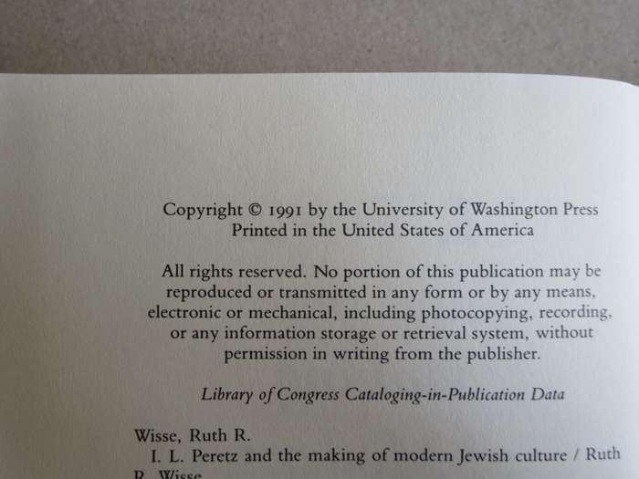 I. L. PERETZ AND THE MAKING OF MODERN JEWISH CULTURE  by Ruth R. Wisse