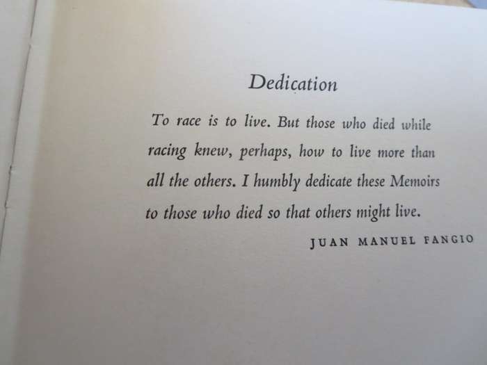 MY TWENTY YEARS OF RACING  by Juan Manuel Fangio  (Autobiography of five times world champion)