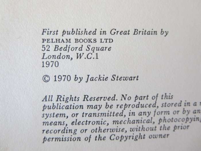 WORLD CHAMPION  by Jackie Stewart and Eric Dymock (Racing-driver, Grand Prix races)