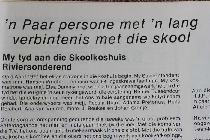 HOËRSKOOL RIVIERSONDEREND. Feesblad 1940-1990.