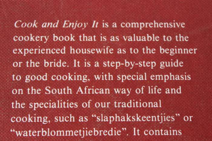 COOK AND ENJOY IT. S.J.A. de Villiers.