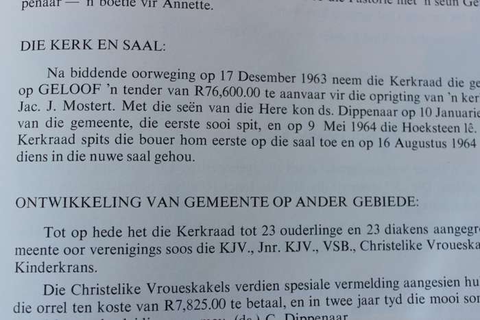 NEDERDUITSE GEREFORMEERDE GEMEENTE TIERVLEI-WES  Gedenkprogram 1965