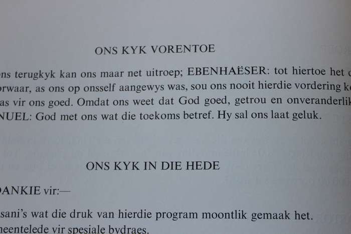 NEDERDUITSE GEREFORMEERDE GEMEENTE TIERVLEI-WES  Gedenkprogram 1965